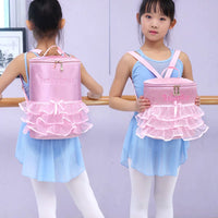 Girls' Ballet Dance Bag with Lace and Large Capacity - Pink
