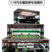 1:18 Scale Diecast Model Car Display Case with Dustproof Acrylic Cover and Parking Scene