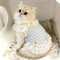 Princess Lace Vest Dress for Cats and Small Dogs, Lightweight Spring/Summer Pet Apparel