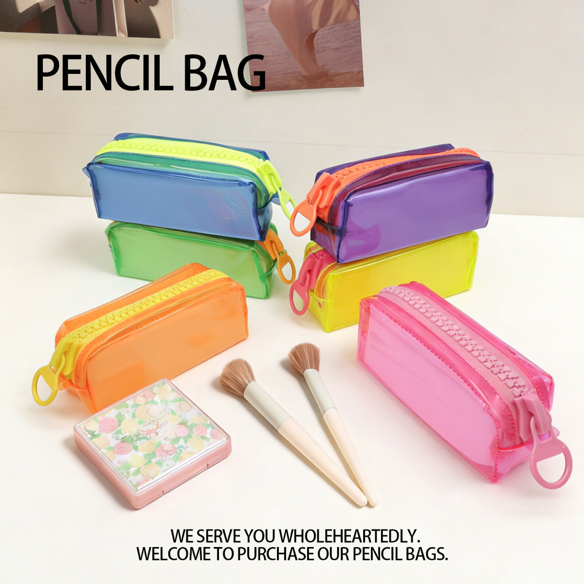 Large Capacity Transparent PVC Pencil Case for Girls, High-Value Stationery Pouch for School