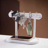 Wooden Key Holder Storage Tray with Jewelry Organizer for Entryway and Shoe Cabinet