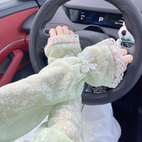 CHUNYU Women's Loose Lace Sun Protection Arm Sleeves for Outdoor Driving Cycling