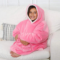 Kids' Wearable Blanket Hoodie, Soft Fleece TV Blanket for Lounging and Warmth