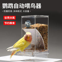 No-Mess Automatic Bird Feeder for Parrots and Small Birds, External Mount, Splash-Proof