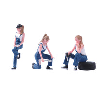 Female Car Mechanic Figure Set for Dioramas and Models