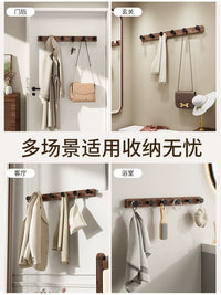 Walnut Wood Wall Mounted Coat Rack with Aluminum Hooks for Entryway & Wardrobe