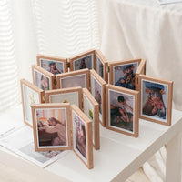 Creative Multi-Panel Folding Photo Frame for 6, 7, 8 Inch Pictures, Wooden Display