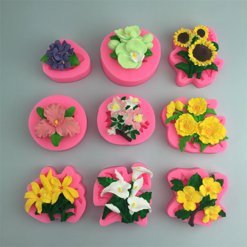 Sunflower Hibiscus Calla Lily Flower Silicone Mold for Car Air Freshener Chocolate Fondant Cake Decorating