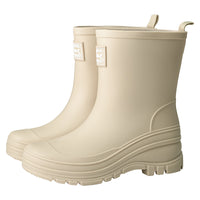 Women's Mid-Calf Rain Boots with Drawstring, Non-Slip Waterproof Rubber Shoes, Warm Lined