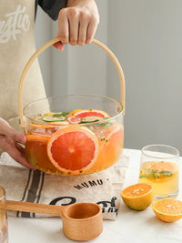 Portable Glass Fruit Bucket with Handle, Large Capacity Ice Bucket for Outdoor Picnics and Parties