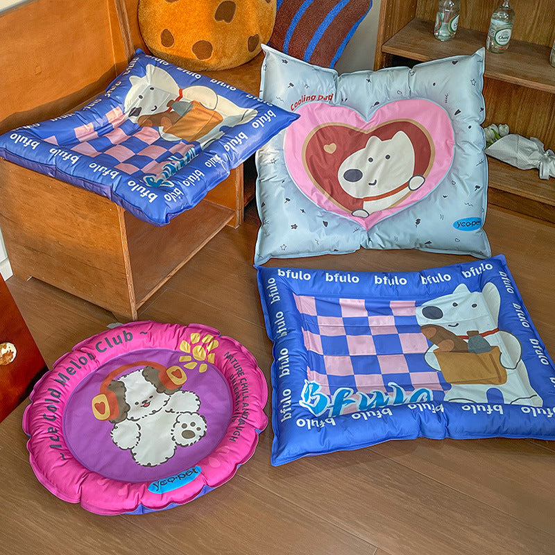 Pet Cooling Mat for Dogs and Cats - Cartoon Design Summer Sleep Pad