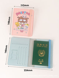 Cartoon PU Leather Multi-Card Holder Travel Passport Wallet