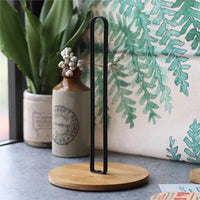Countertop Iron Paper Towel Holder with Bamboo Base for Kitchen and Pantry