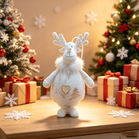 Retractable Christmas Figurine Decor - Santa, Snowman, or Reindeer with Gold Sequins