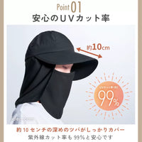 UV Protection Wide Brim Sun Hat with Face Mask for Outdoor Activities