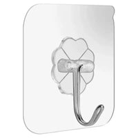 Strong Adhesive Transparent Wall Hooks for Kitchen and Bathroom, Punch-Free, Heavy Duty