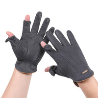 Suede Warm Touchscreen Gloves for Men and Women - Winter Outdoor Cycling Driving Half-Finger Flip-Top Design