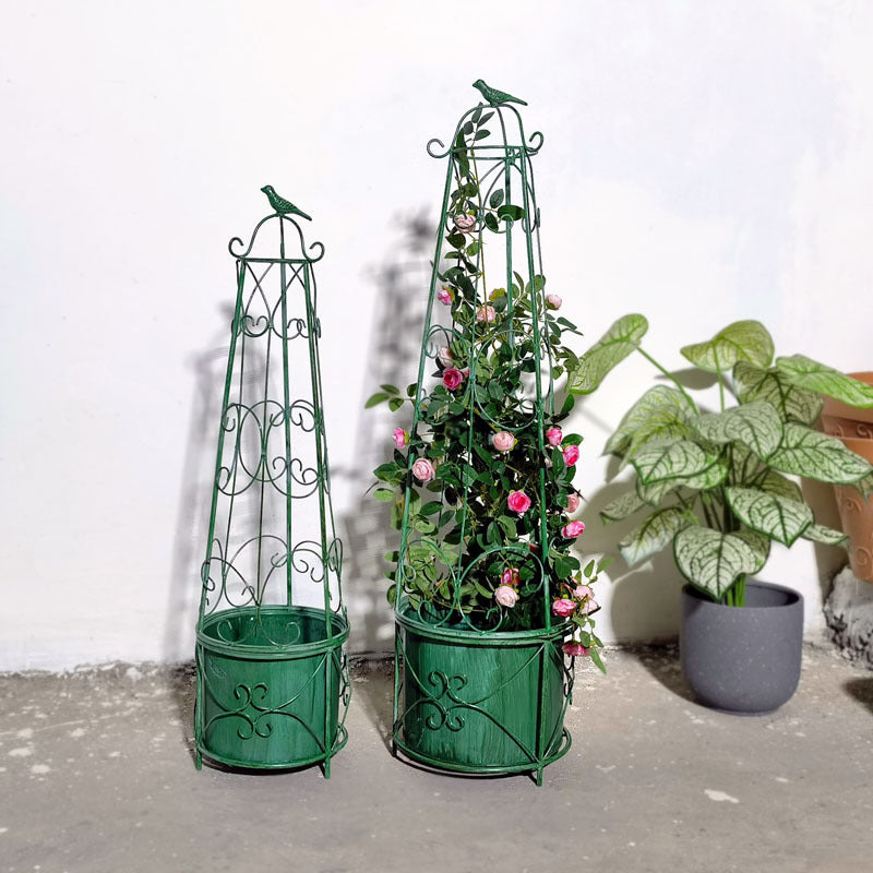 European Style Wrought Iron Climbing Plant Trellis for Potted Roses and Clematis