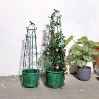 European Style Wrought Iron Climbing Plant Trellis for Potted Roses and Clematis