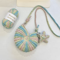 Hand-Woven Seashell Phone Bag DIY Crochet Kit with Starfish and Glitter Yarn