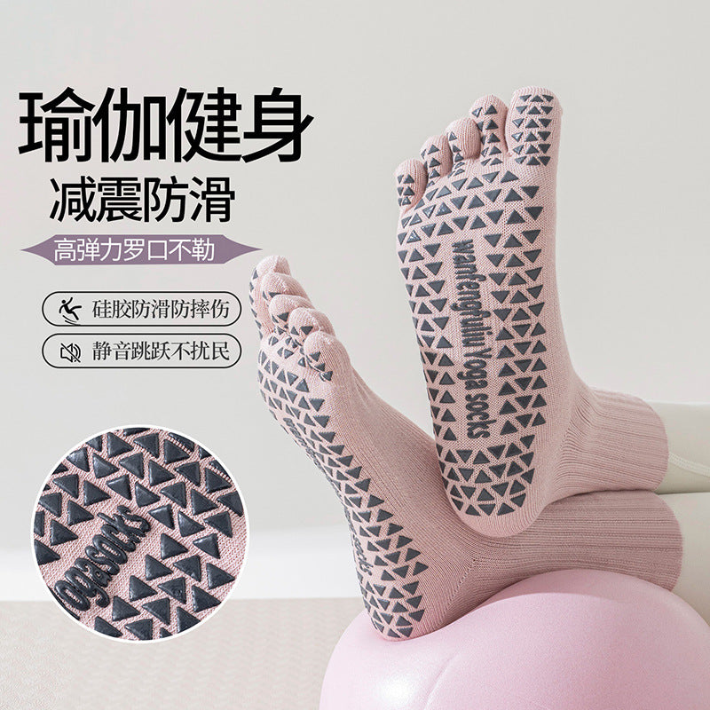 Women's Non-Slip Cotton Yoga Pilates Toe Socks with Arch Support