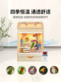 Constant Temperature Incubator for Baby Parrots and Chicks, Wooden Warm Breeding Box for Peony and Cockatiel Birds