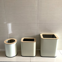 Minimalist Bamboo Lid Trash Can for Kitchen, Living Room, Bathroom, Bedroom, Office