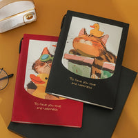 Cartoon Illustration Notebook, Thickened Lined Soft Cover Journal
