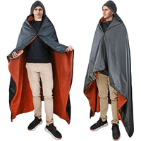 Wearable Waterproof Outdoor Camping Blanket with Hood - Portable Windproof Picnic Mat & Shawl