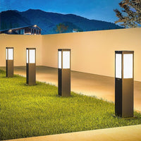 Solar/Electric Stainless Steel Square Lawn Lamp for Outdoor Garden and Villa Landscape Lighting