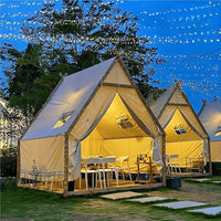 Triangular Wooden Cabin Tent for Outdoor Camping, Glamping, and Events