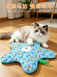 Interactive Cat Play Mat with Rotating Wand Toy and Hideaway Cover