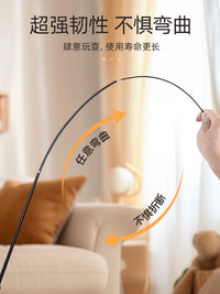 Telescopic Cat Wand Toy with Feather Teaser, 1.8 m Long Rod, Extendable Fishing Rod