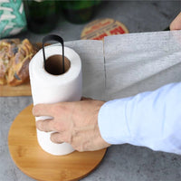 Countertop Iron Paper Towel Holder with Bamboo Base for Kitchen and Pantry
