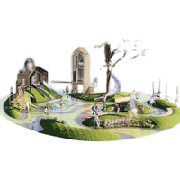 Kids Outdoor Playground Activity Structure with Climbing Frame and Slide SU Model