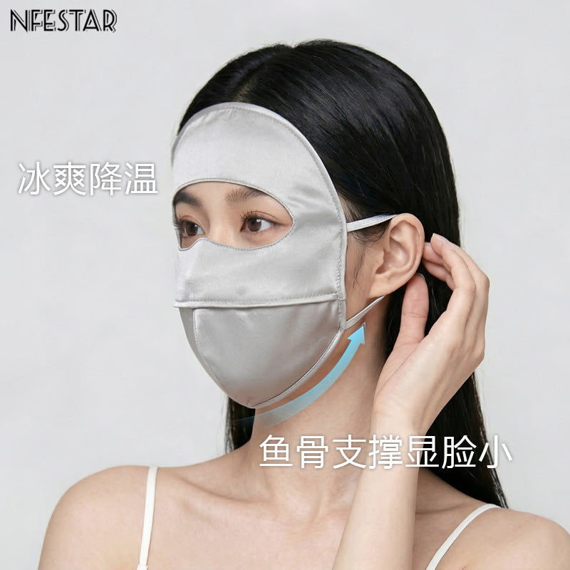 Silk Full Face UV Protection Mask for Summer Outdoor Sun Protection