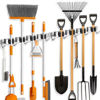 Wall Mounted Mop and Broom Holder Heavy Duty Stainless Steel Storage Rack Garden Garage Tool Organizer