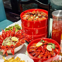 Melamine Crayfish Serving Platter with Handle - Restaurant Grade Spicy Hot Pot Dish