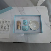 Japanese Ceramic Matcha Tea Set Gift Box with Whisk and Bowl