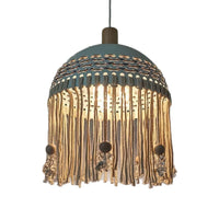 Bohemian Hand-Woven Cotton Rope Lampshade Pendant Light for Bedroom Decor