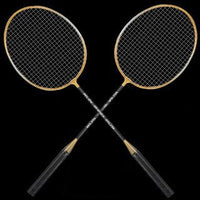 Badminton Racket Set, Alloy Split-Shaft, 2-Pack for Adults, Black Gold, Recreational Practice