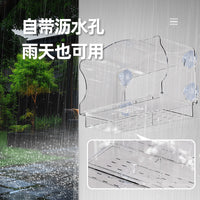 Transparent Acrylic Outdoor Bird Feeder for Parrots - No-Drill Suction Cup Wall-Mounted