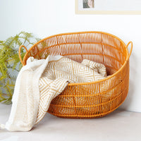 Large Woven Laundry Hamper with Handles, Waterproof Clothes Storage Basket for Bathroom and Living Room