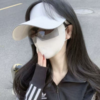 Women's Wide Brim Sun Protection Hat with UV Face Mask, Ice Silk Cooling, Full Coverage for Summer Outdoor Activities