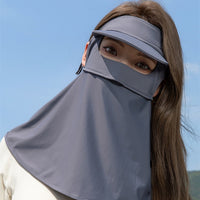 Women's UV Protection Sun Visor Face Mask with Integrated Shawl and Neck Cover