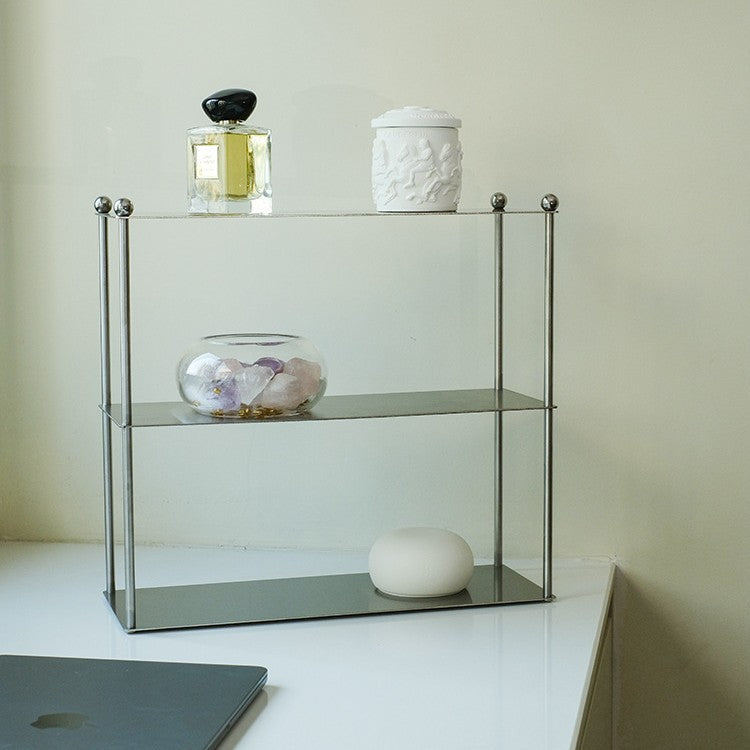 Minimalist Stainless Steel Desktop Cup Holder and Organizer for Coffee Corner and Perfumes