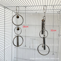 Large Parrot Stainless Steel Chew Toy with Bell for Mental Stimulation and Beak Grinding