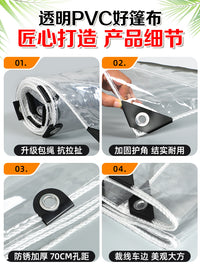 Transparent PVC Tarpaulin Waterproof Rainproof Sunshade Cover with Reinforced Edges for Balcony and Outdoor Enclosures