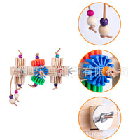 3-Pack Parrot Chew Toys with Perch Stand and Slotted Wood Blocks