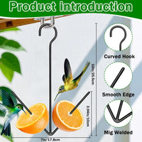 Hanging Fruit Bird Feeder for Hummingbirds & Wild Birds, Outdoor Vegetable Meat Feeder with Squirrel-Proof Hook & Fruit Tray